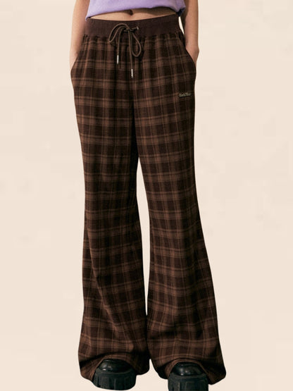 Retro Plaid Wide-leg Pants