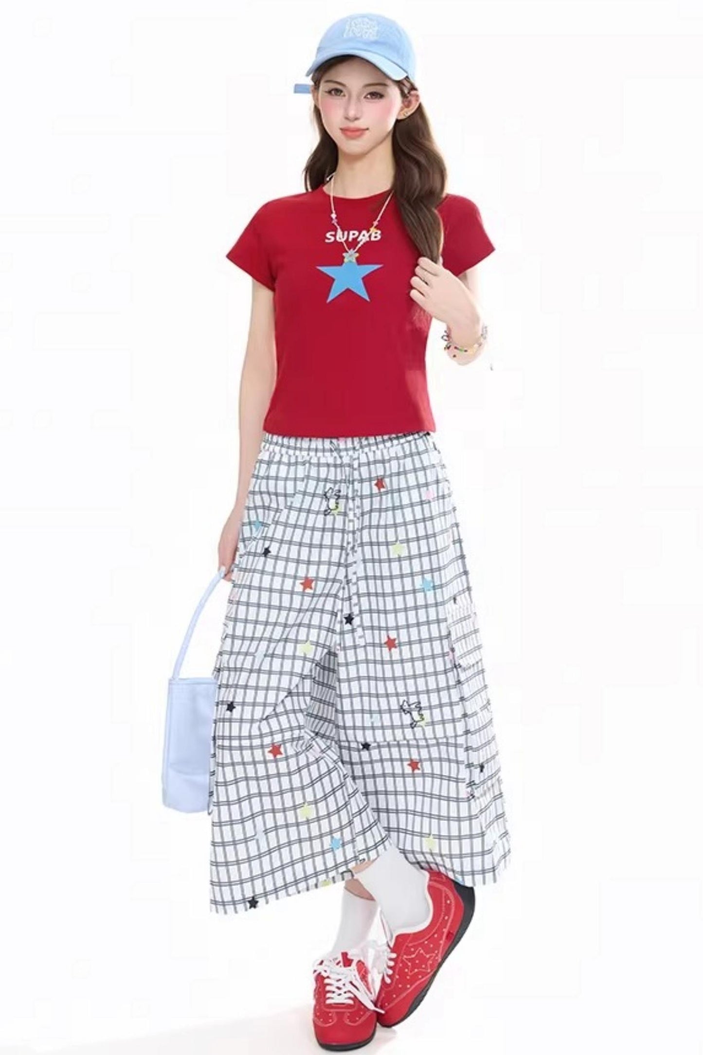 Plaid Striped Cropped Pants