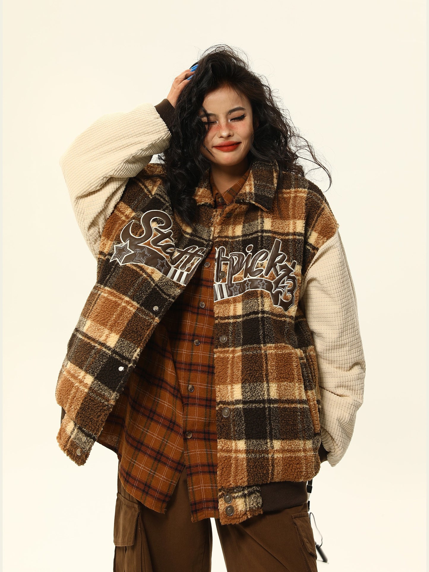 American retro winter Maillard lambswool jacket