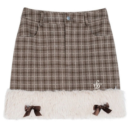 checkered raw skirts