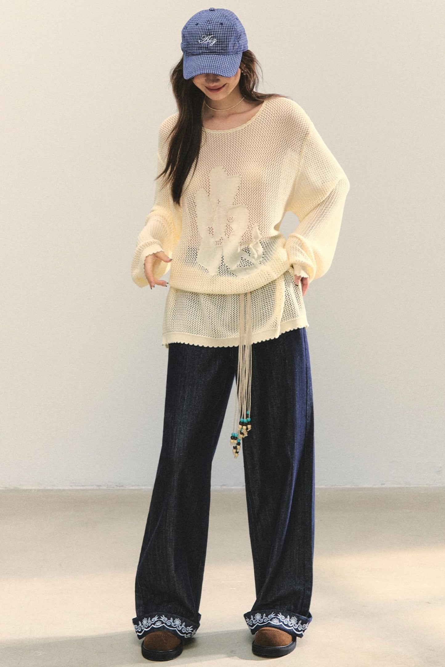 Floral Cutout Long Sleeve Top