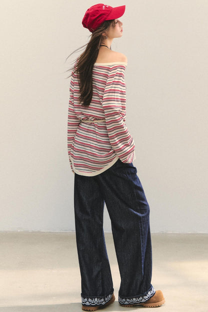 Pink Striped Knit Top