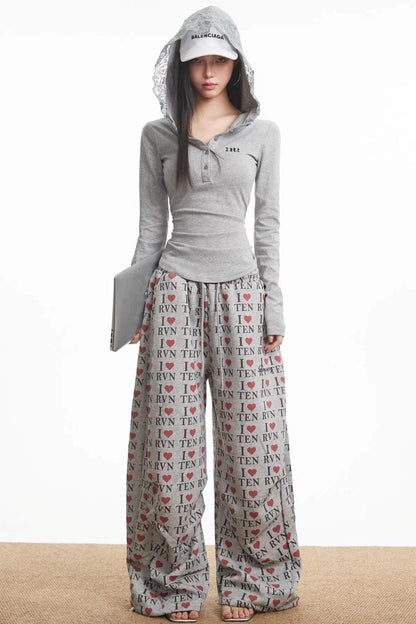 Lace Patchwork Hooded Top