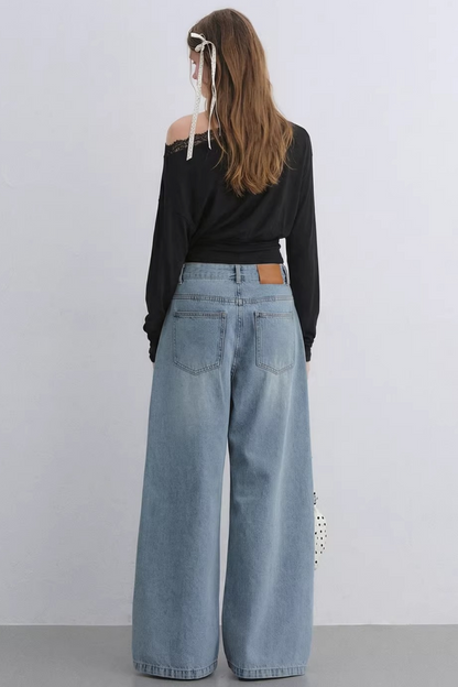 Retro Lace Patchwork Jeans