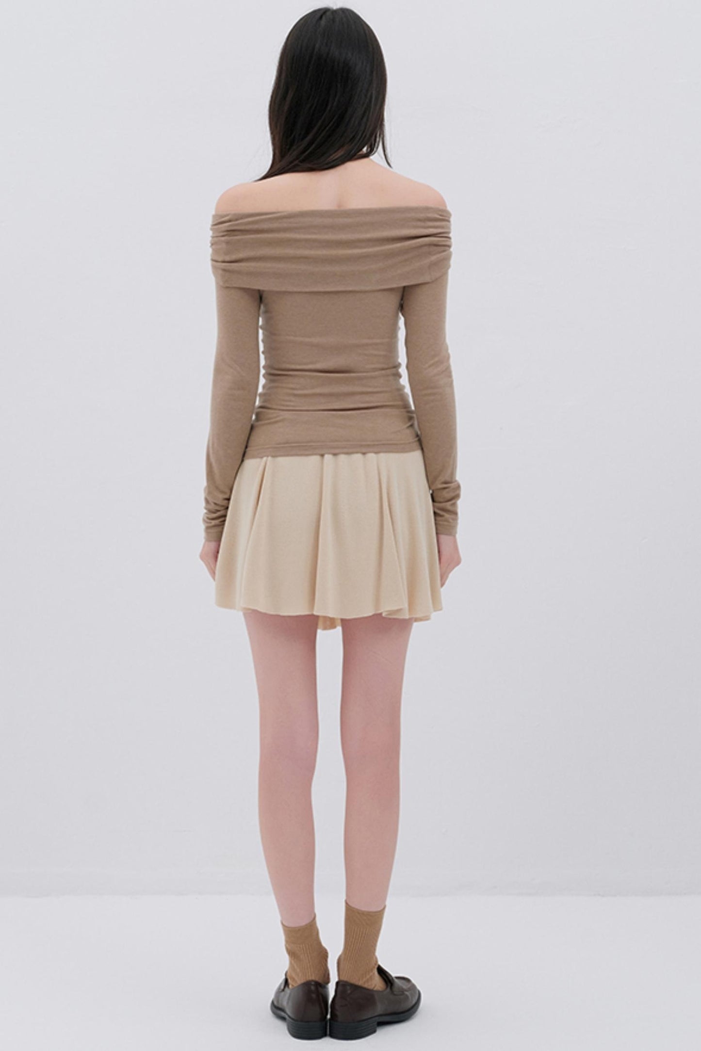 Glutinous Wool Blend One-Shoulder Top