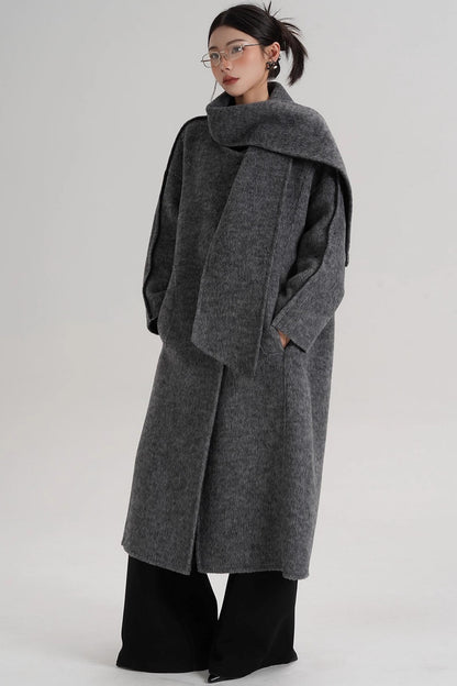 Reversible Two-Tone Scarf Wool Coat