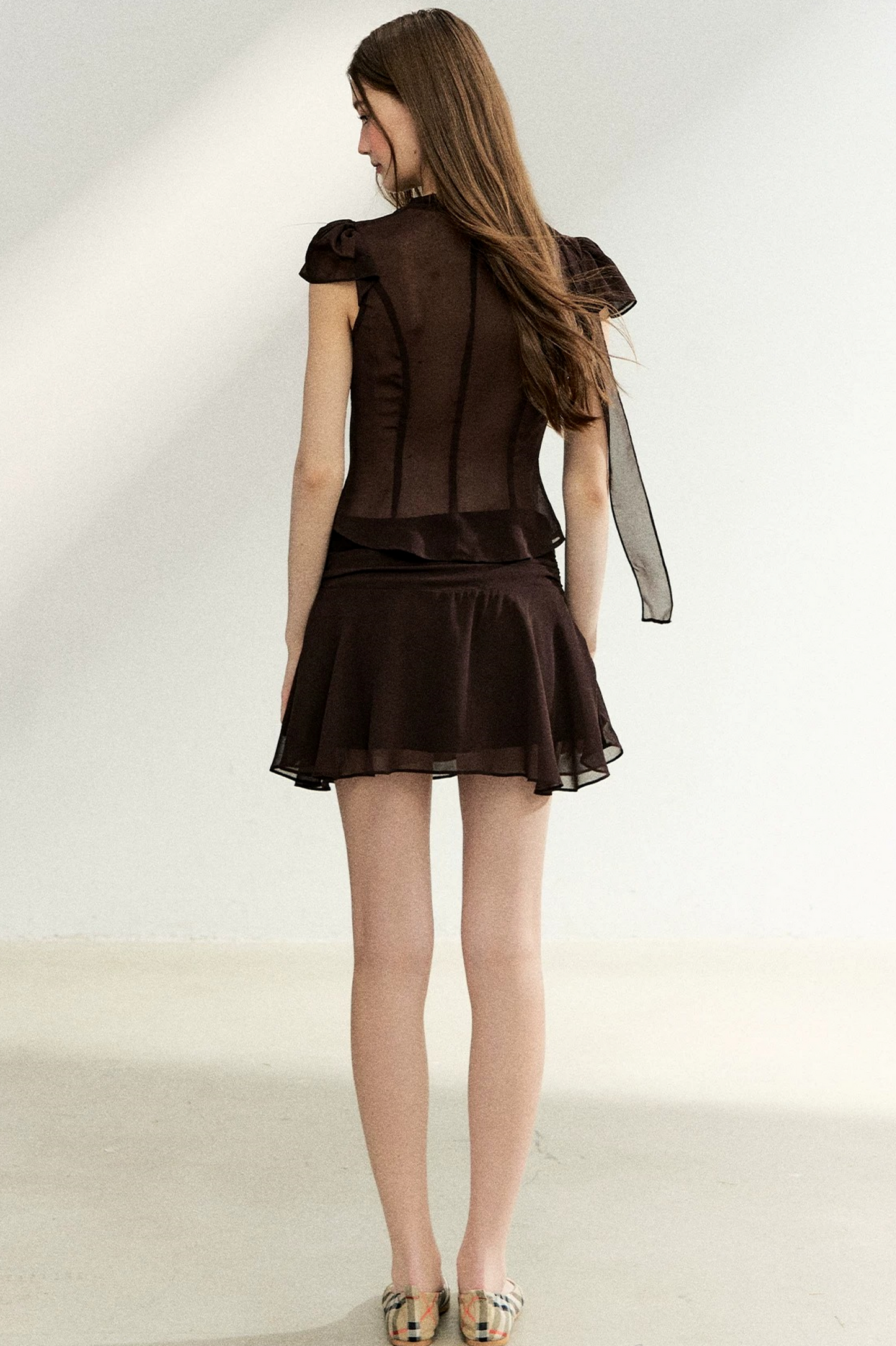 Lace-Up Waist Ruffled Skirt Set-Up
