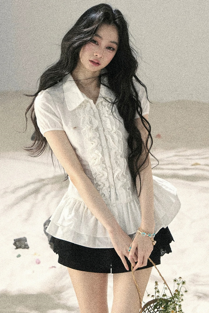 Pure White Ruffled Blouse