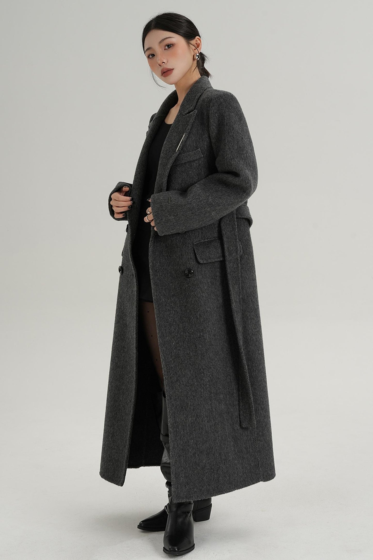 Wool Elegance Long Trench Coat
