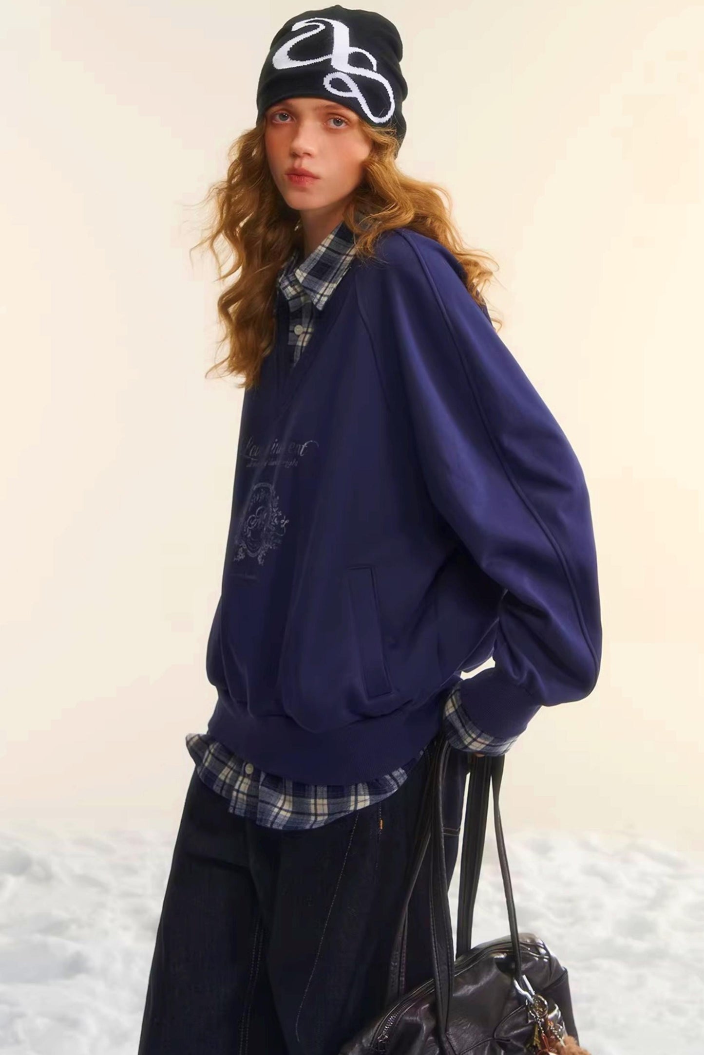 Retro Plaid Patchwork Sweatshirt