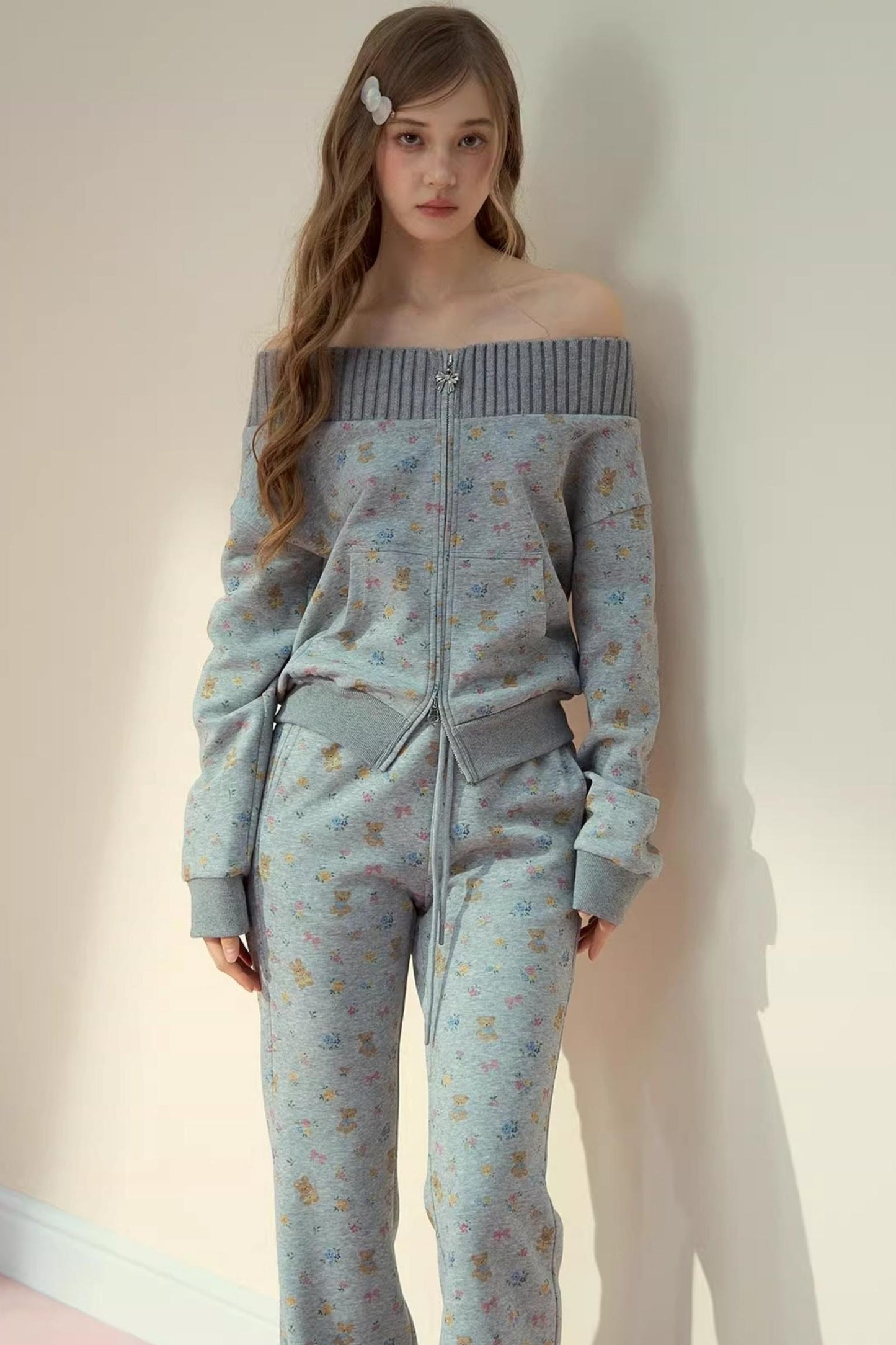 One-Shoulder Sweater With Trousers Set-Up