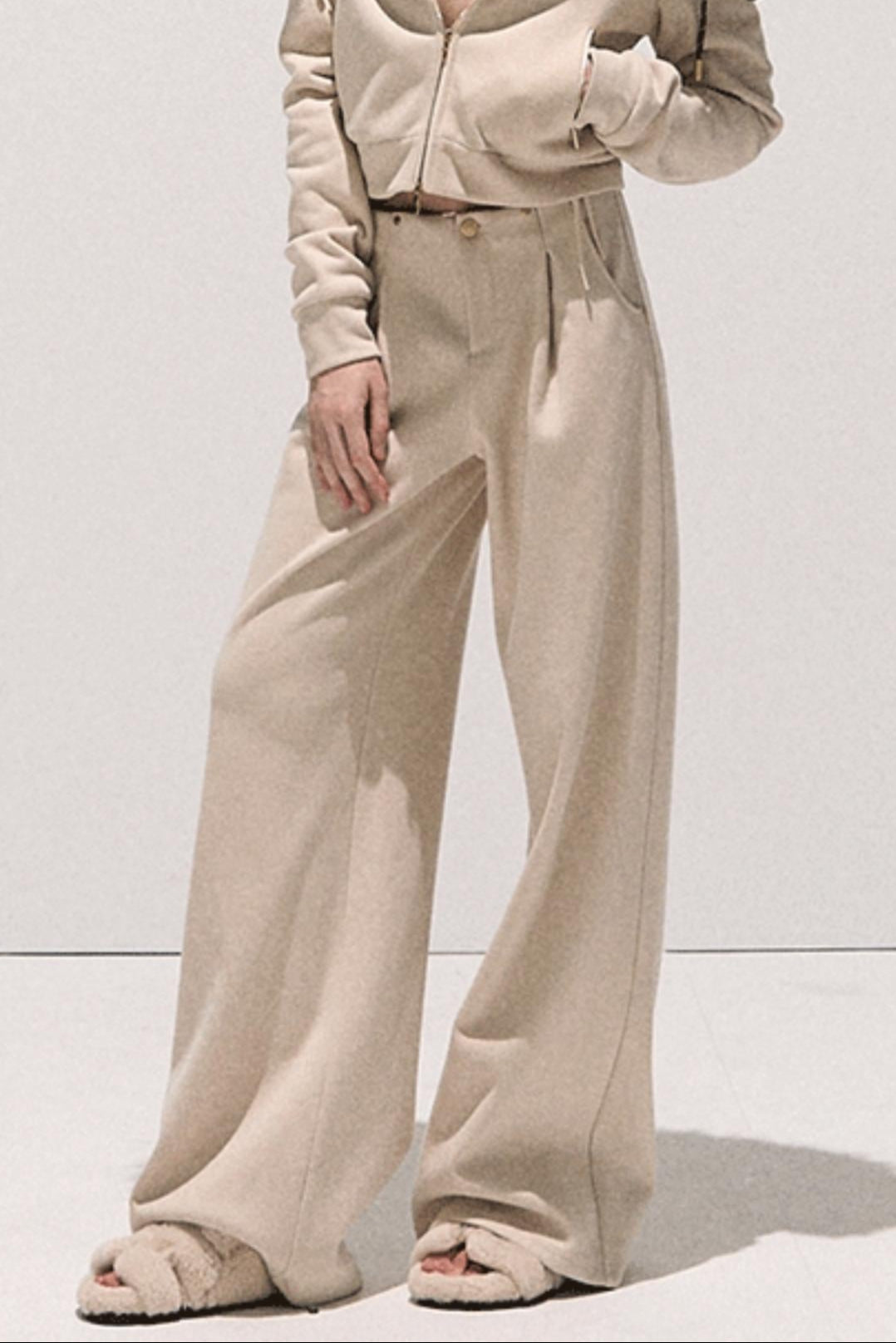 Basic Wool High-Waisted Wide-Leg Trousers