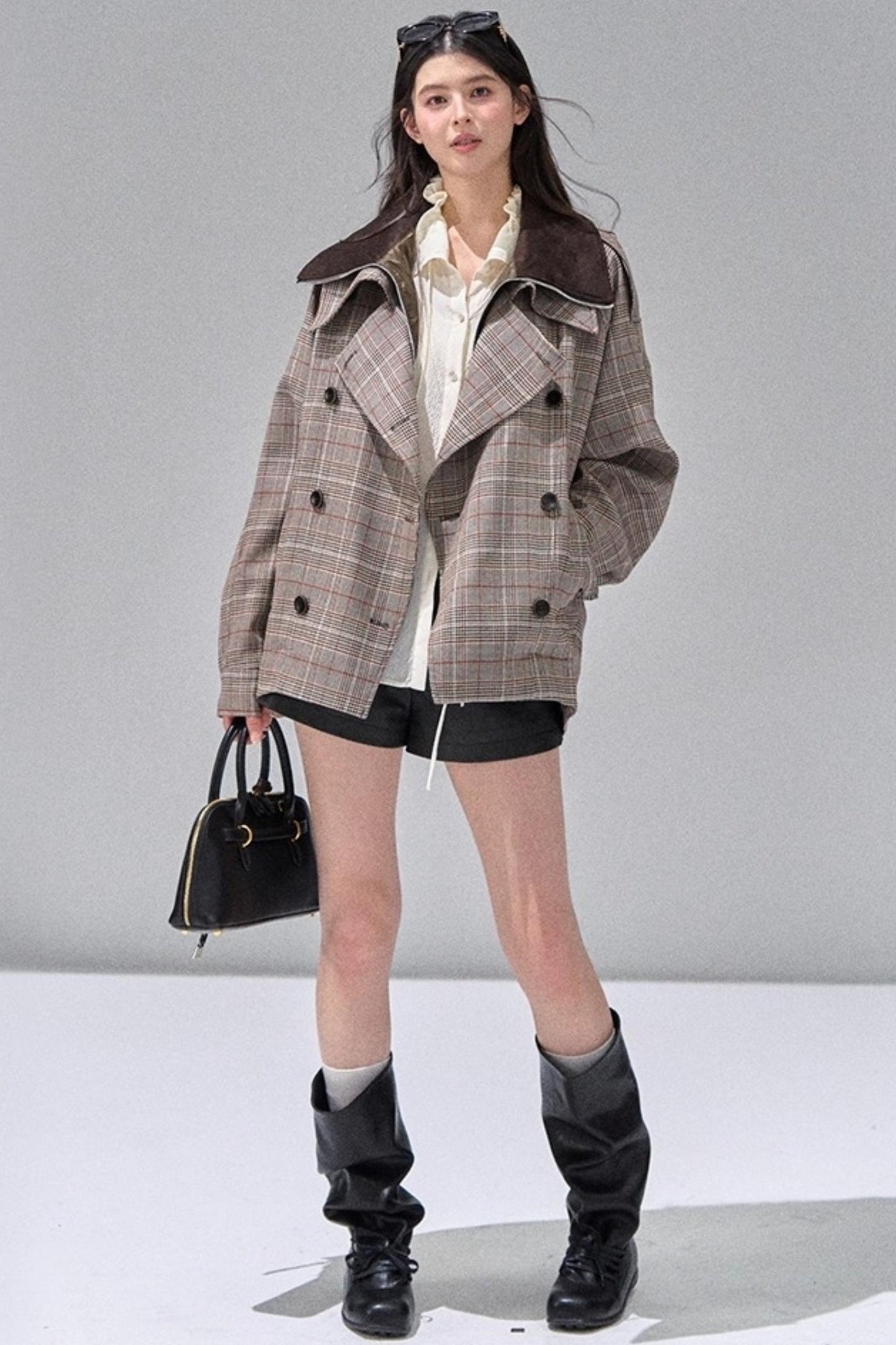 Fungus Edge Collar Drawstring Lace-up Shirt