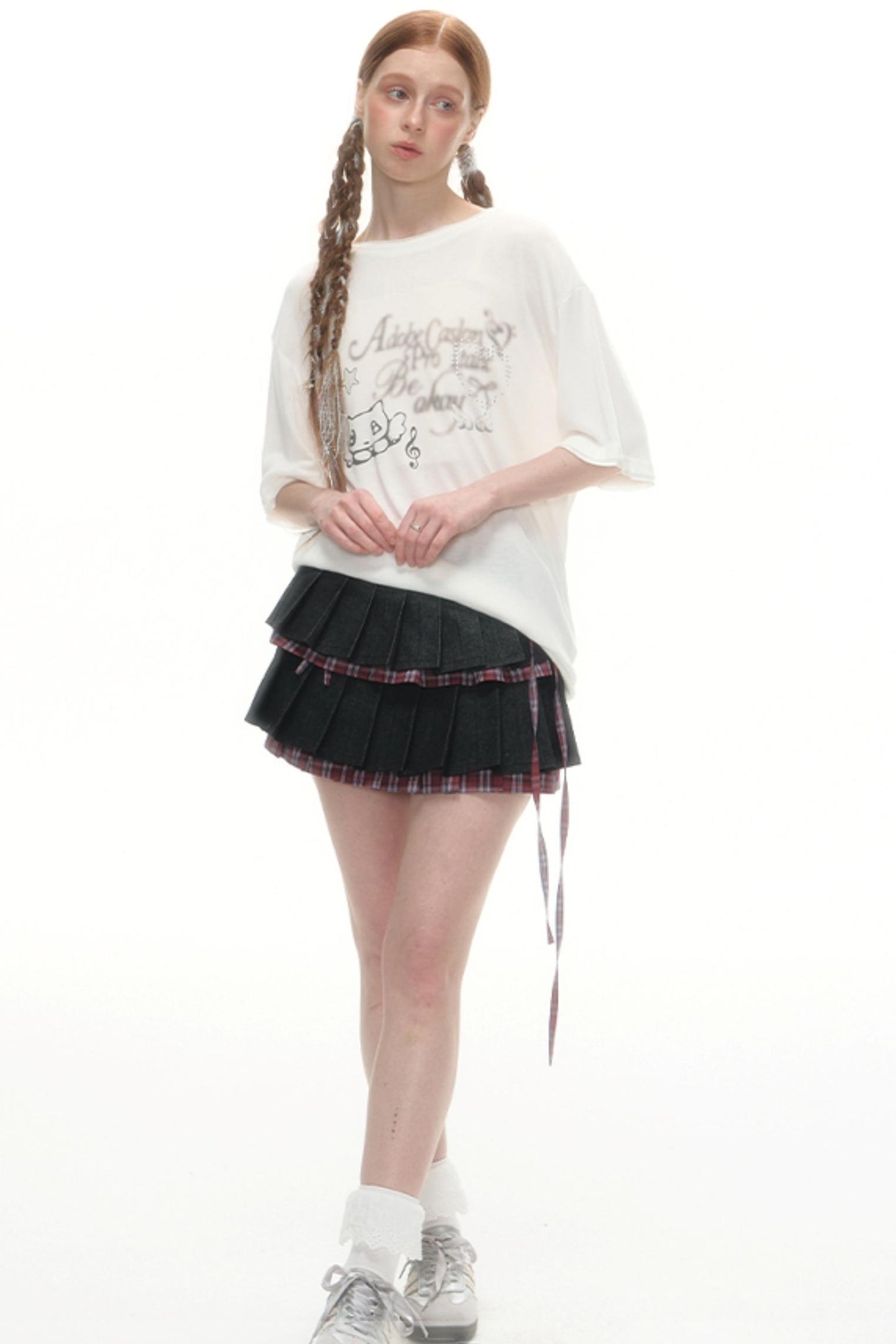 Separate Fart Curtains With Plaid Halter Skirt Set