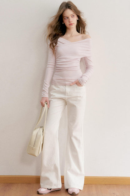 Romantisches Woll-Falten-Top