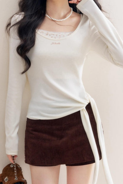 Lace Trim Patchwork Top