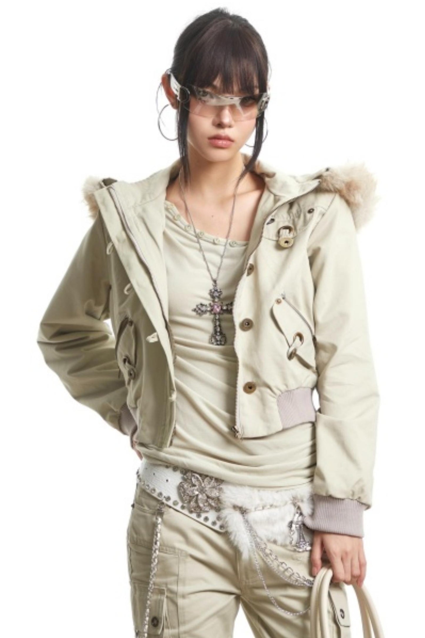 Retro Light Green Hooded Jacket