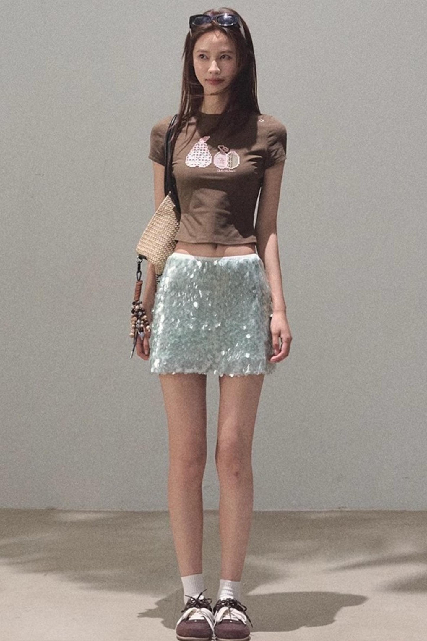 Dual-Color Sequin A-Line Mini Skirt