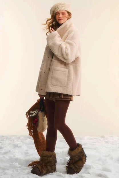 Reversible Lamb Wool Biker Jacket