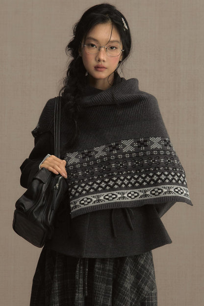 Rime Snow Jacquard Shawl Coat
