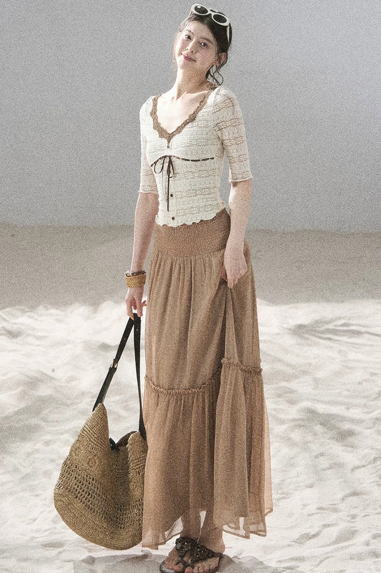 French Lace Hollow-Out Top