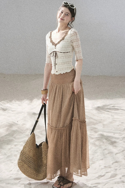 French Lace Hollow-Out Top