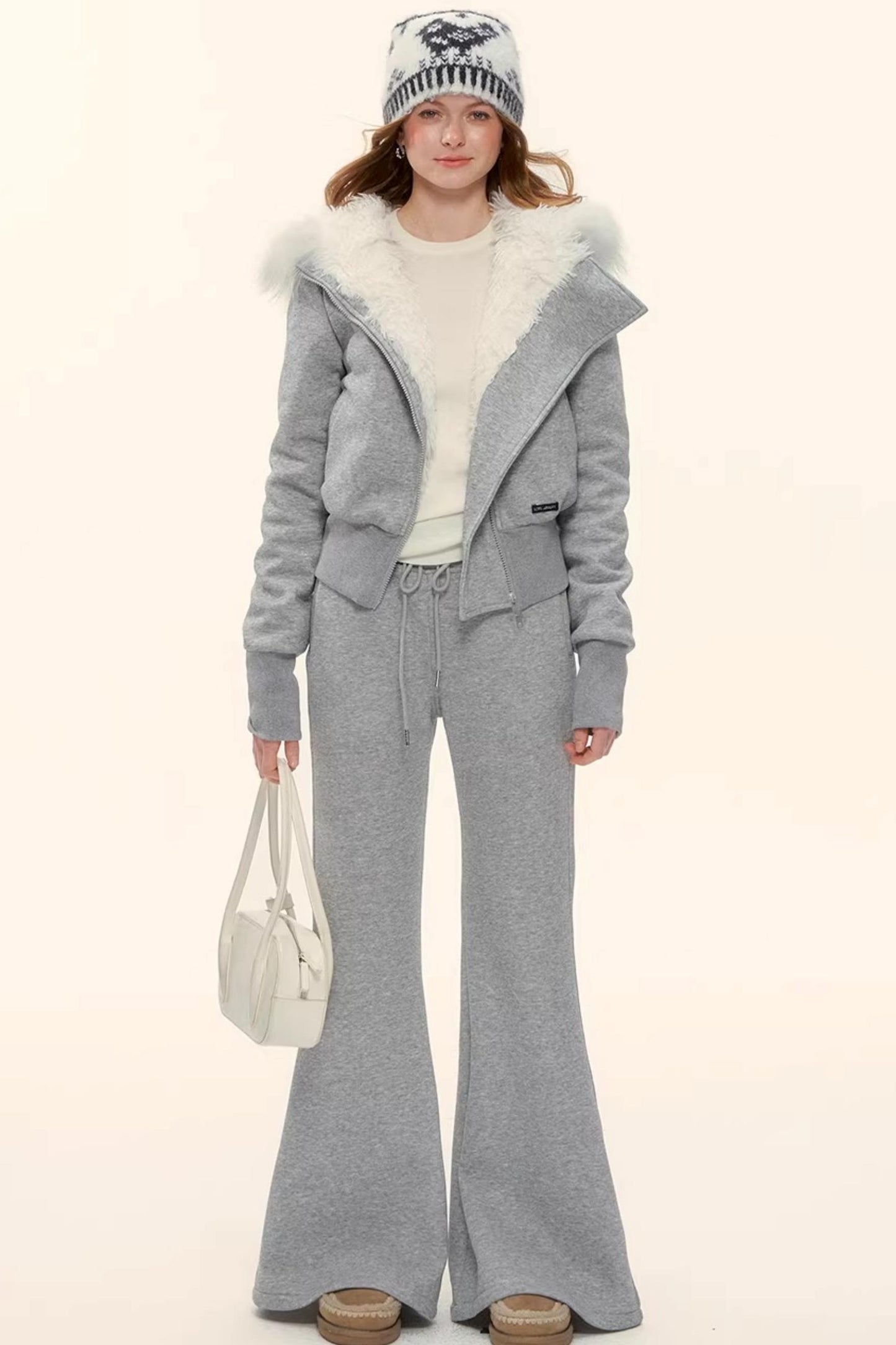 Retro Fleece-Lined Hooded Jacket Set-Up