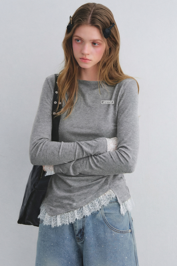 Lace Patchwork Waist-Cinching Top