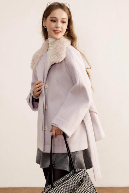 Woolen Mid-Length Winter Plush Wool Coat