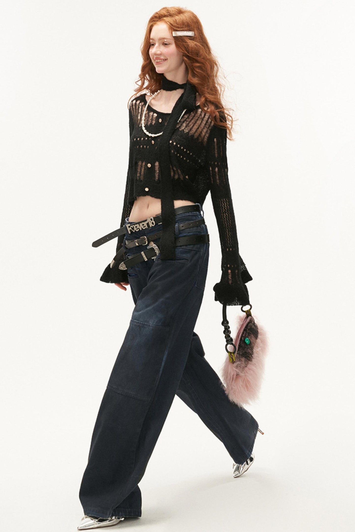 Wide-Neck Knit Cardigan