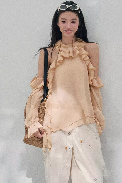 Ruffled Edge Off-Shoulder Top