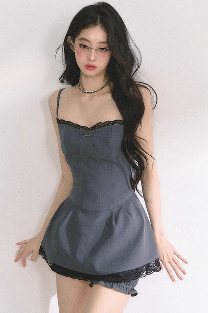 Summer Lace Halter Dress Set