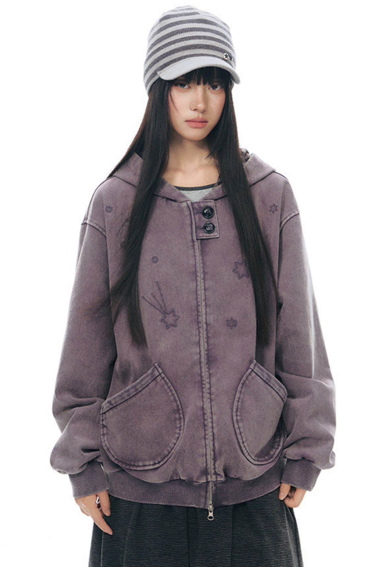 Patchwork Distressed Cardigan Jacket