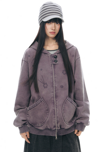 Patchwork Distressed Cardigan Jacket