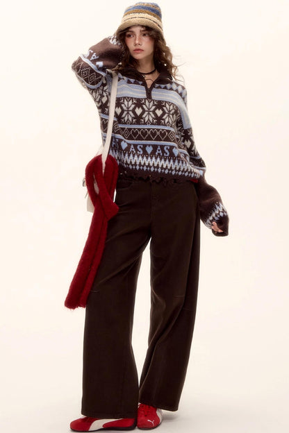 Fair Isle Knit Cardigan Set-Up