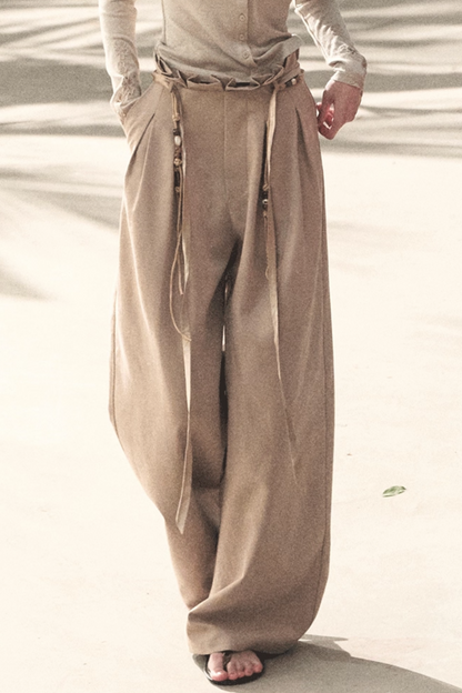 Lange Hose aus plissiertem Mikro-Samt