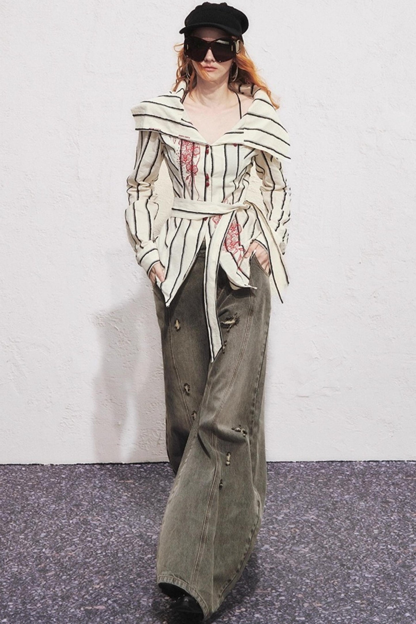 Split Sickle Pocket Heavy Jeans