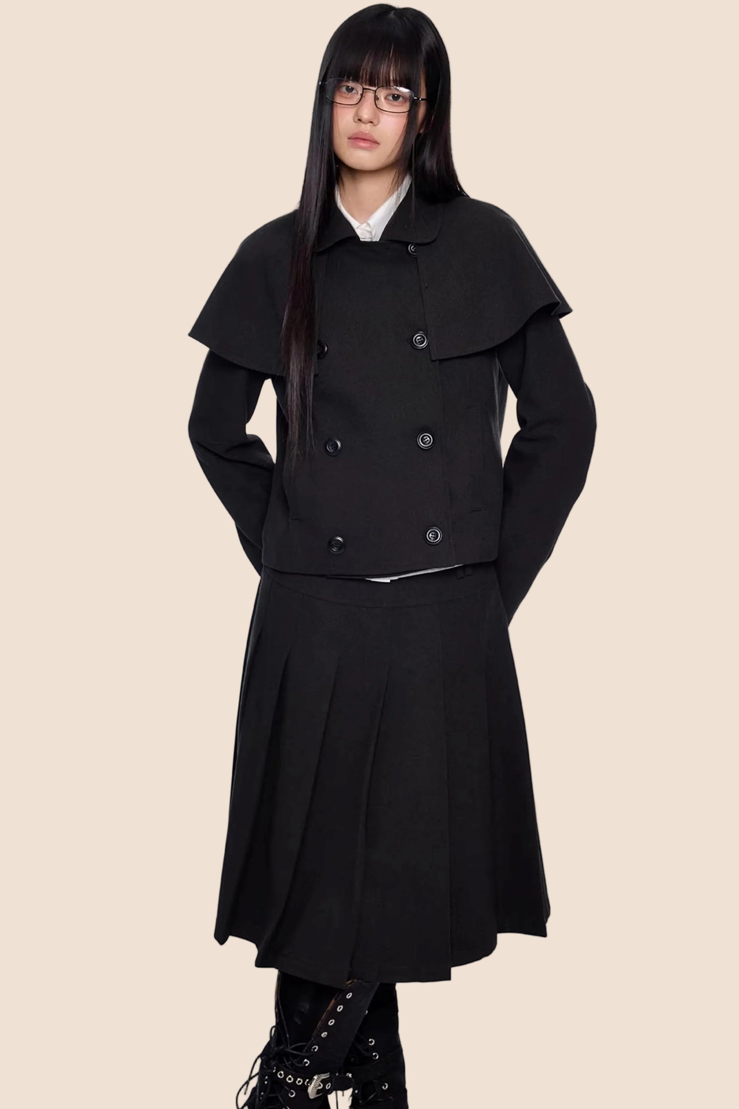 Doppelreihiger Cape-Mantel