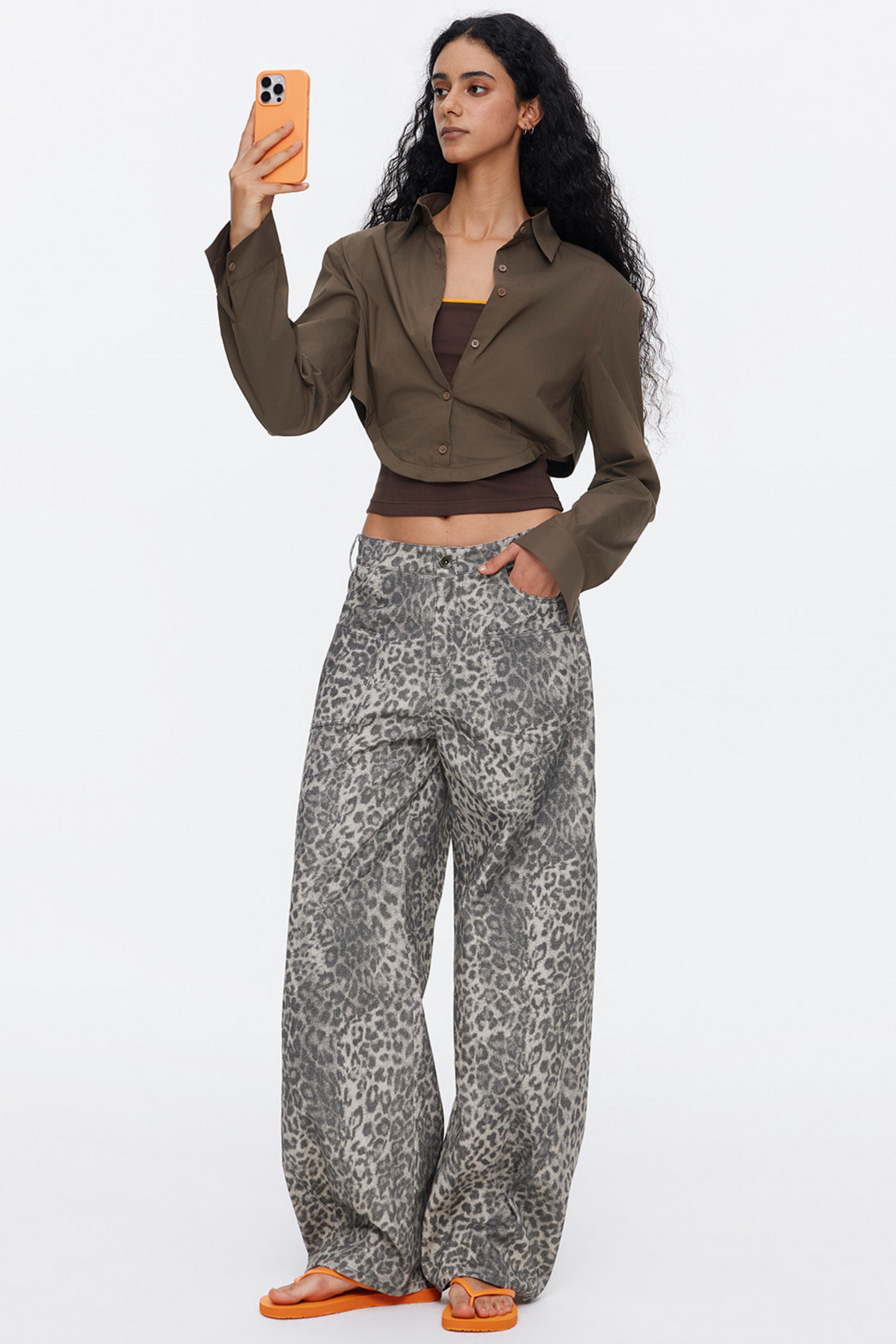 Retro Leopard Print Cotton Pants
