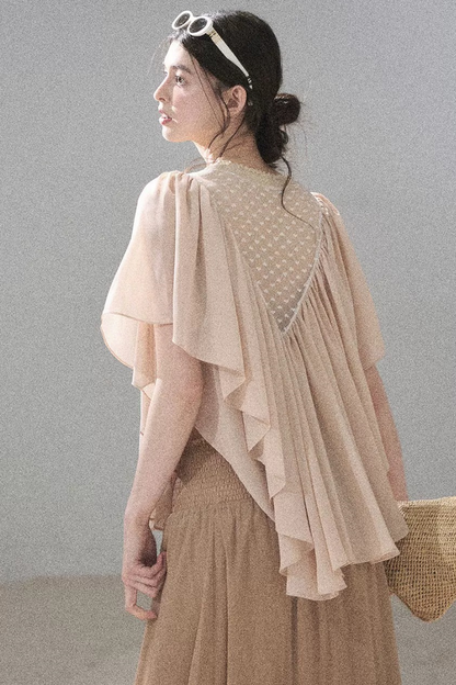 Lace Chiffon Ruffle Top