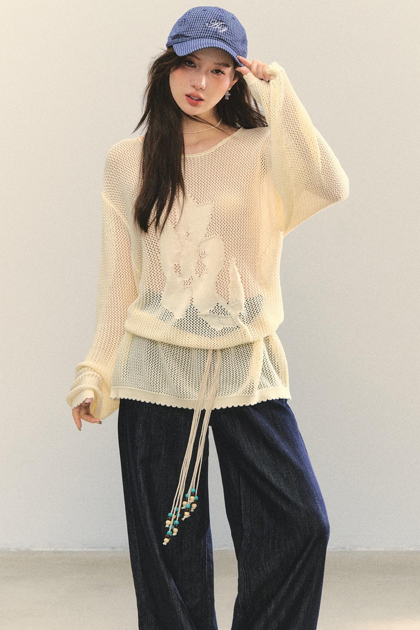 Floral Cutout Long Sleeve Top