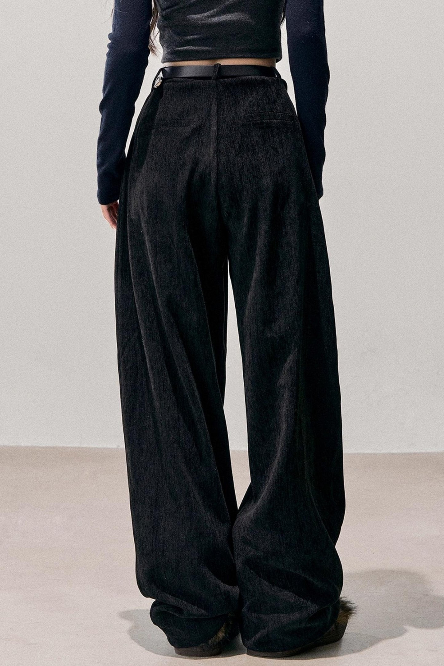 Fleece-Lined Wide-Leg Pants