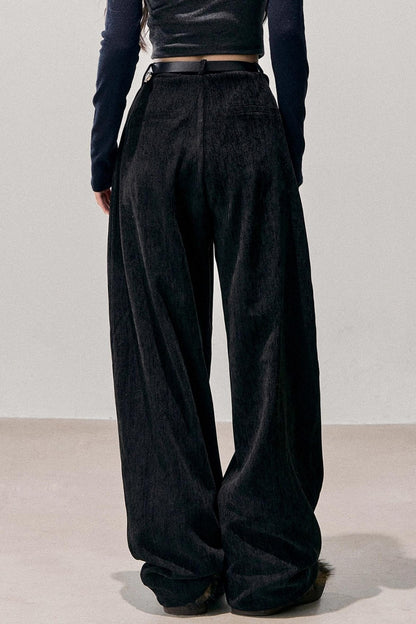 Fleece-Lined Wide-Leg Pants