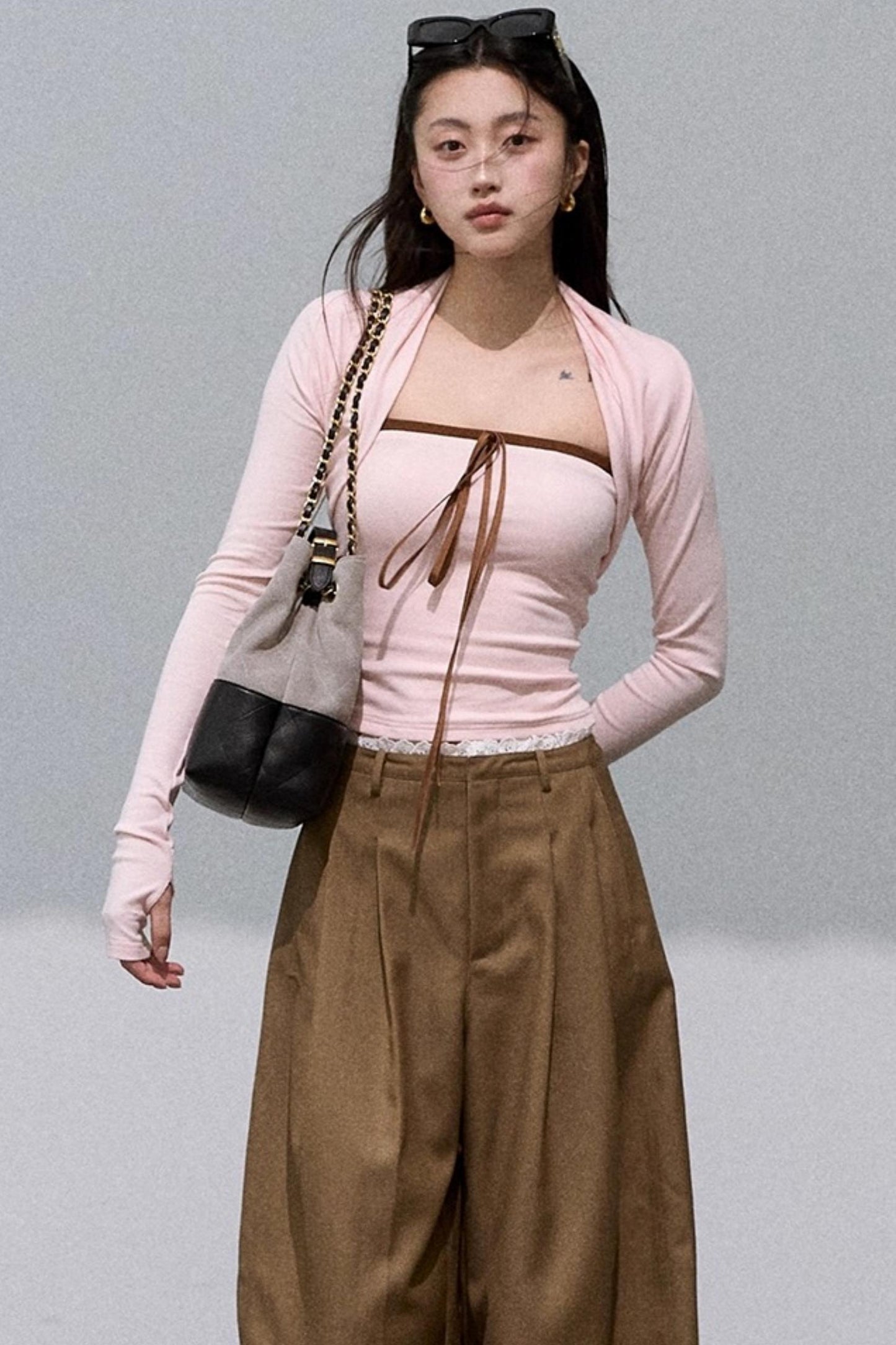 Fall Bandeau With Cardigan Set