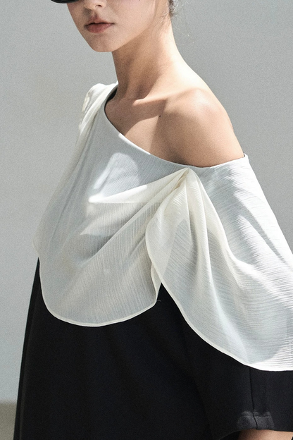 Black and White Off-Shoulder Top