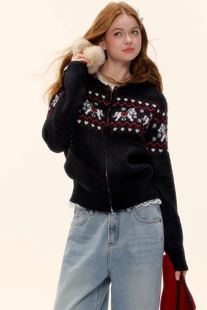 Wool Blend Fair Isle Jacket Set-Up