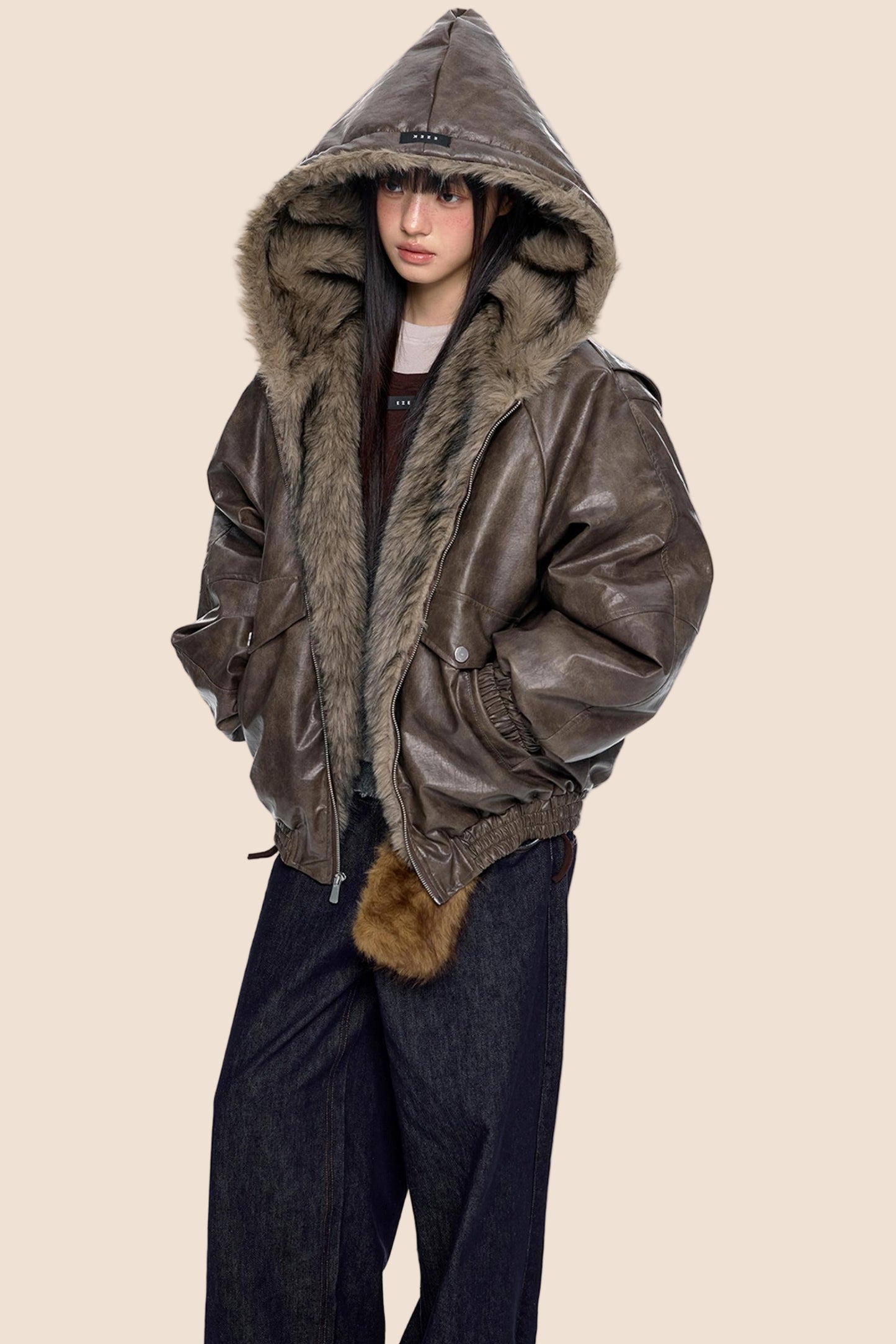 Vintage Fur Hooded Jacket