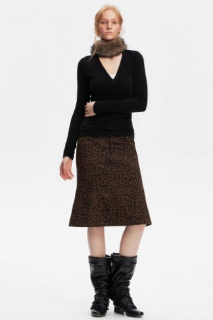 Korean Leopard Fishtail Skirt