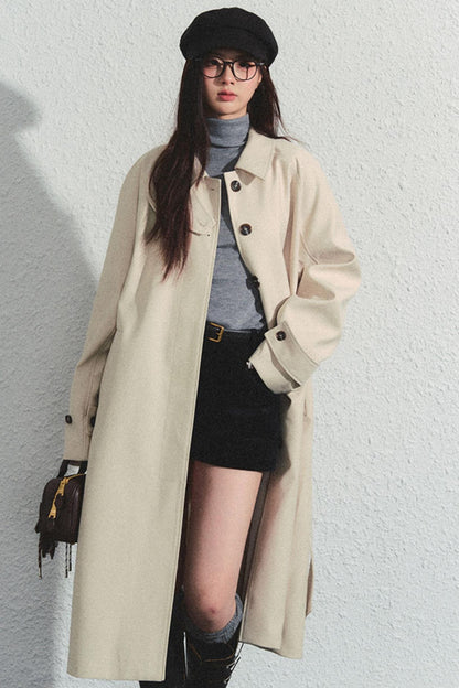 Chic Solid Color Trench Coat