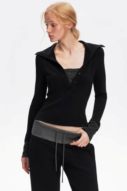 Henry Collar Knitted Top